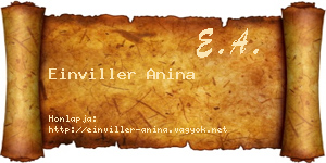 Einviller Anina névjegykártya
